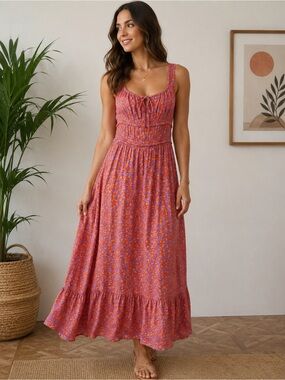 Rip Curl Women’s XL Floral Maxi Dress Purple & Orange Sleeveless NWT